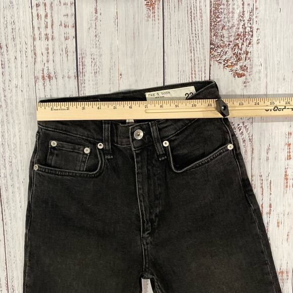 rag & bone Wren Slim Highland Black Jeans Women 23 High Rise Ankle Stretch - Picture 3 of 9